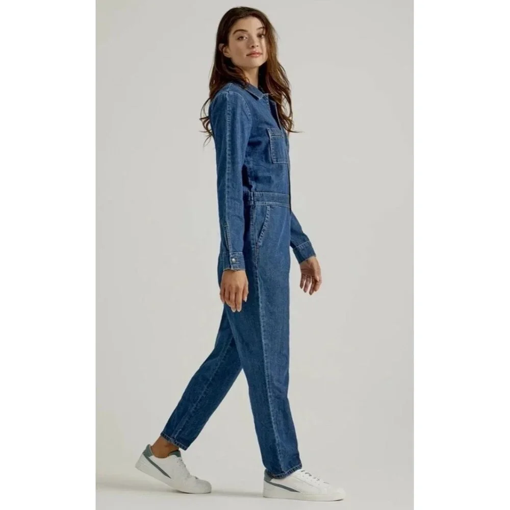 Lee Union Alls Jumpsuit Women's Size XS Coveralls Blue Denim One Piece NWT - Picture 2 of 10